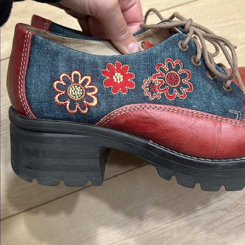 Dromedaris Whimsy Flowers Kiara Lug Sole Oxford Size 39 - Picture 14 of 16